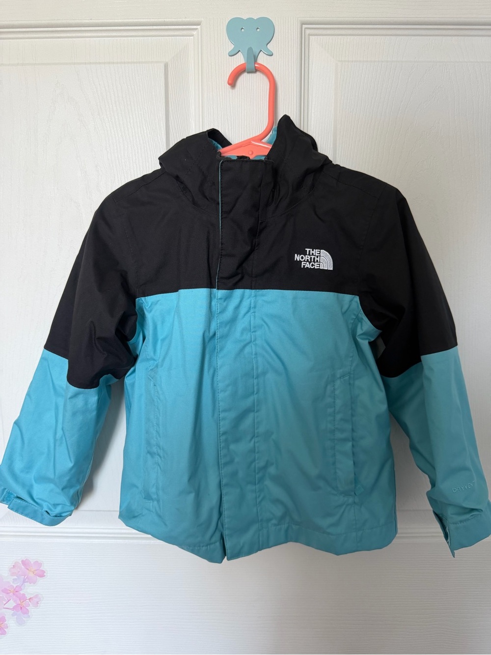 The North Face Kids' Black & Teal Waterproof Jacket 3T